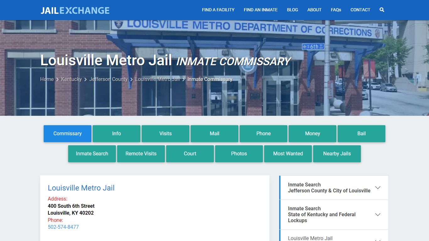 Inmate Commissary, Care Packs - Louisville Metro Jail, KY